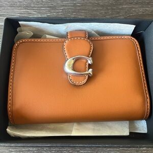 Coach Brown Leather Wallet with Silver Accent